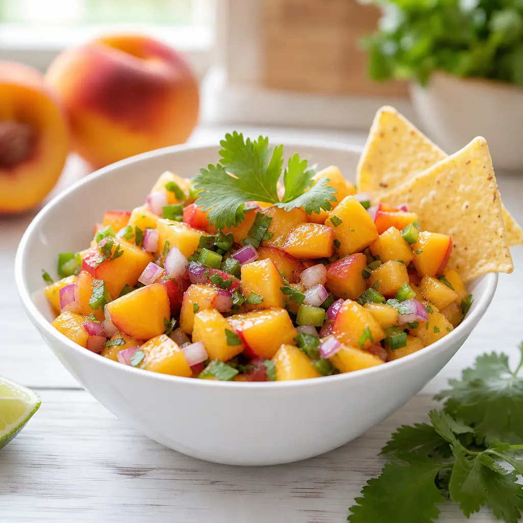 fresh peach salsa - final presentation