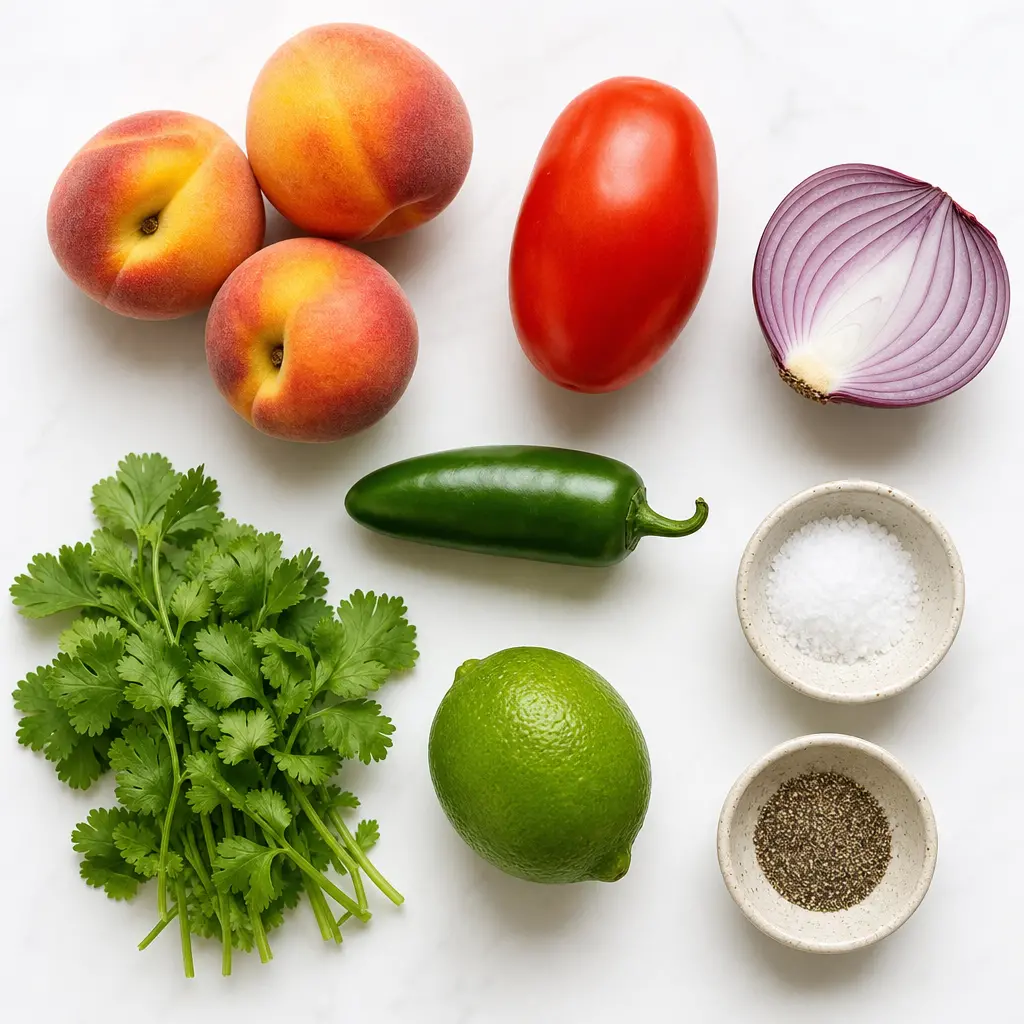 fresh peach salsa - main ingredients