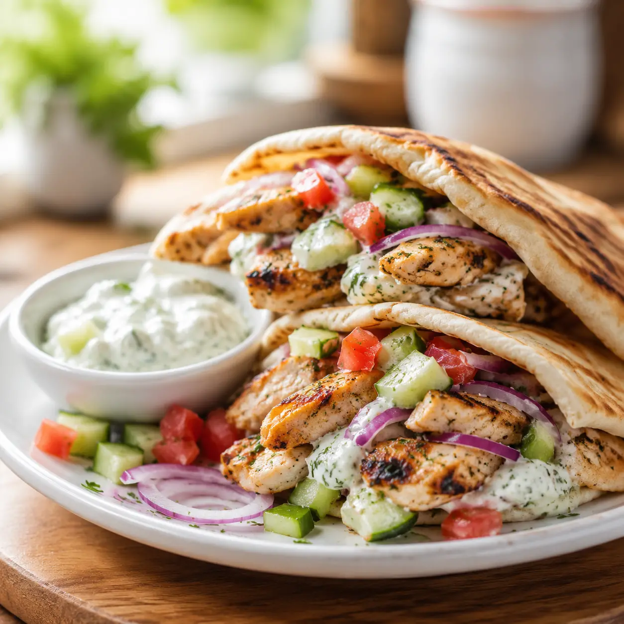 greek chicken pitas - final presentation