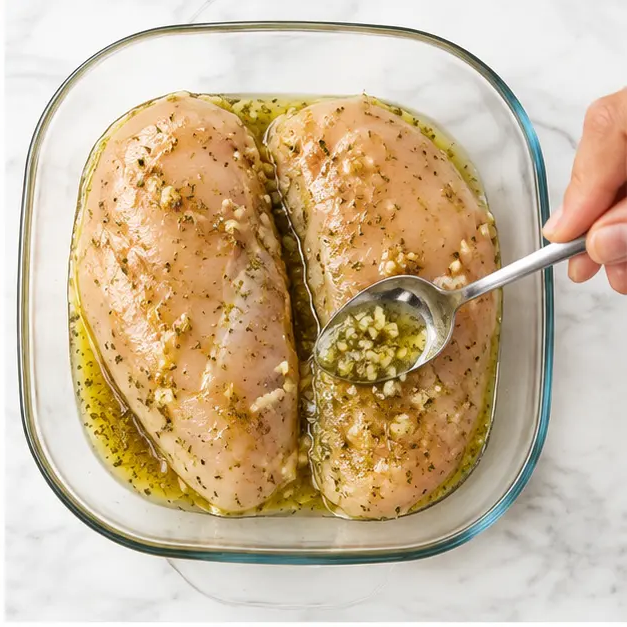 Step 2: Coating the chicken fillets in the marinade