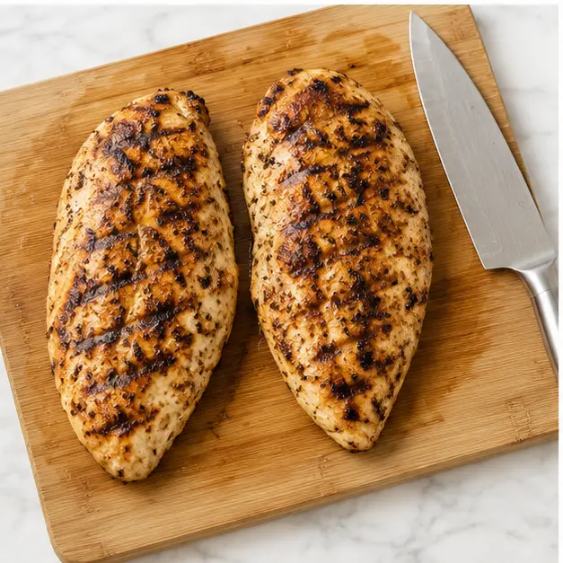 Step 3: Resting and slicing the grilled chicken