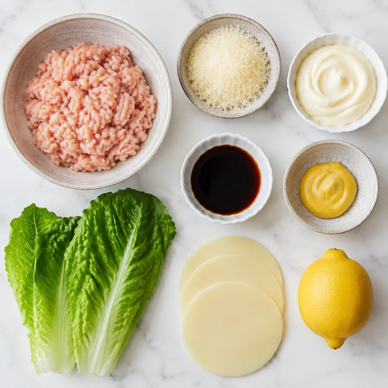 grilled chicken caesar burger - main ingredients