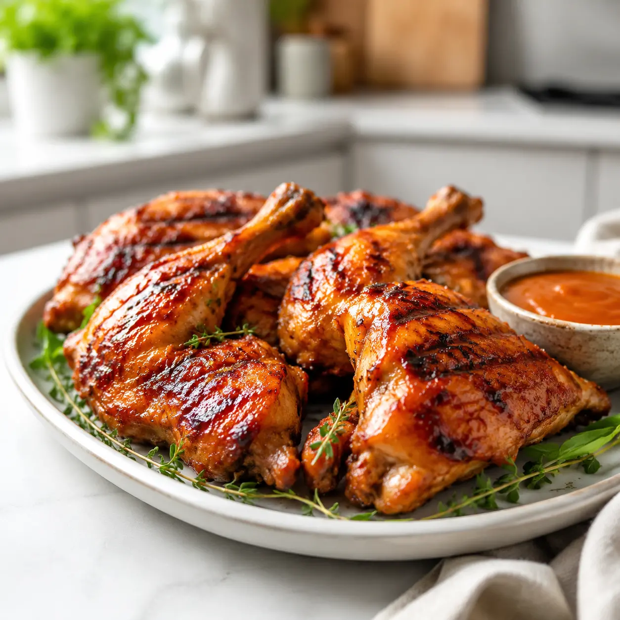 grilled chicken quarters - final presentation