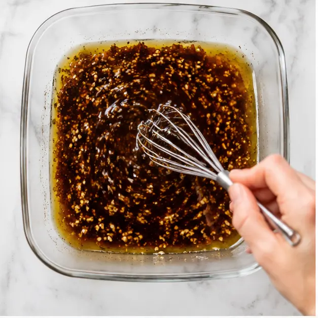 Step 1: Whisking together balsamic marinade ingredients