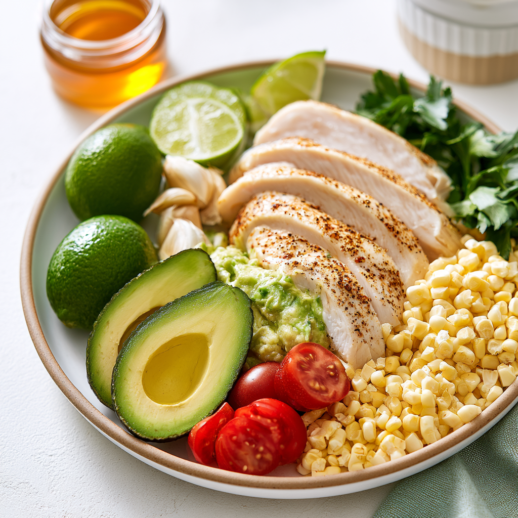 honey lime chicken avocado - main ingredients