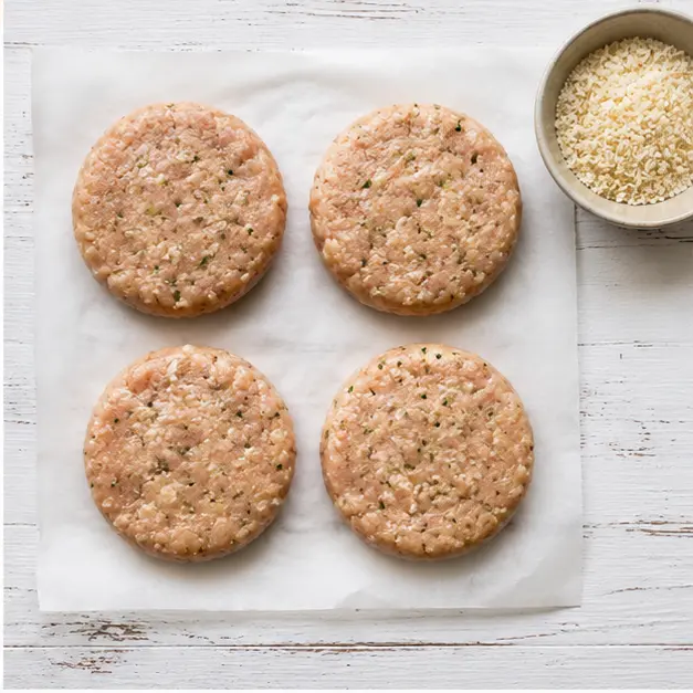 Step 2: Forming four uniform patties