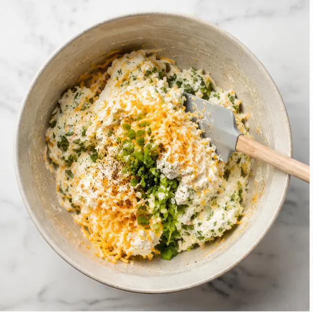Step 1: Mix cream cheese filling with jalapenos and cheddar