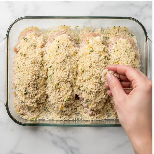 Step 3: Sprinkle panko breadcrumbs on top of cheese