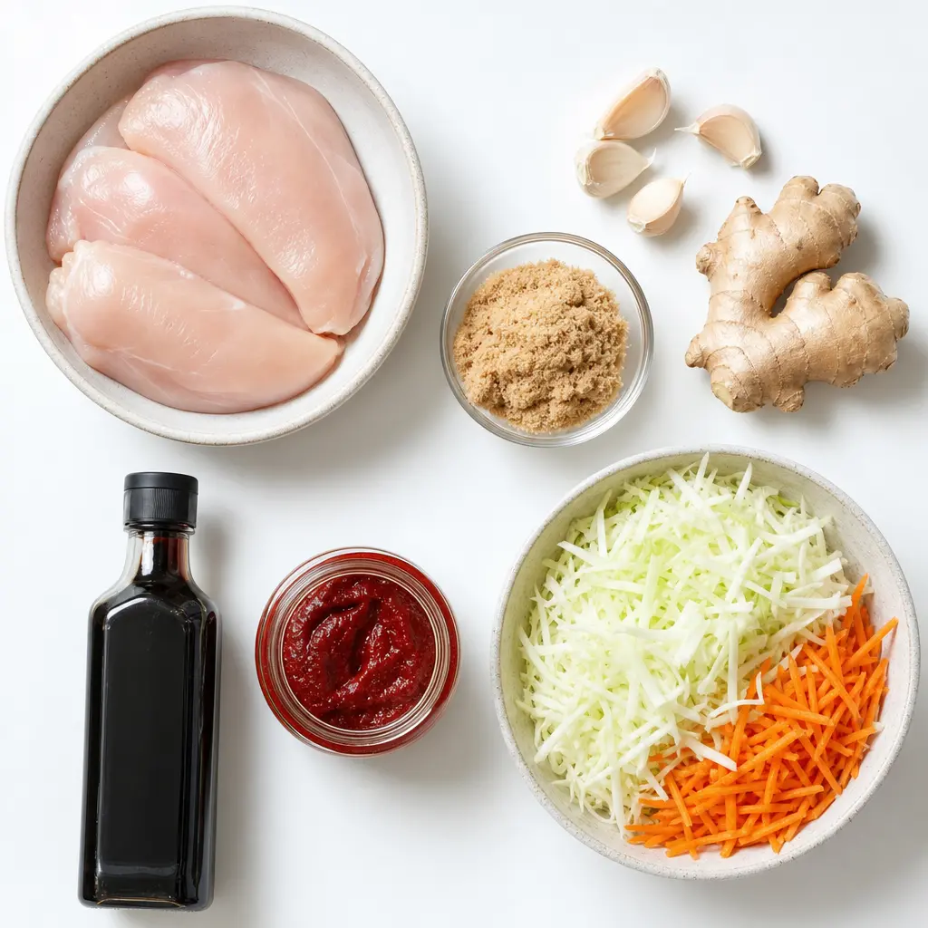 korean bbq chicken sandwich - main ingredients