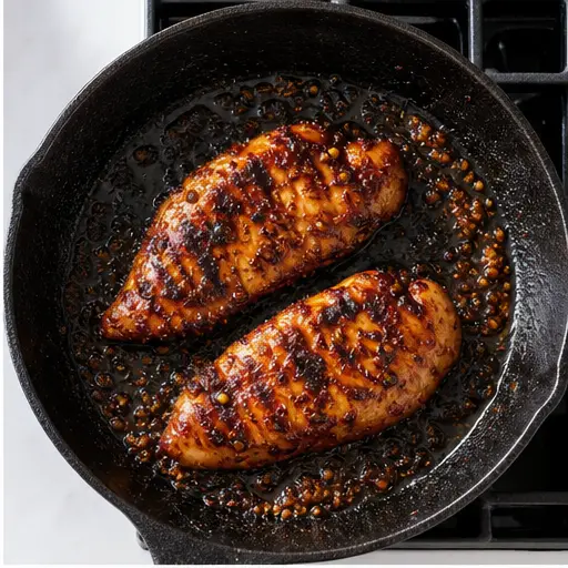 Step 2: Searing chicken in a hot cast-iron skillet