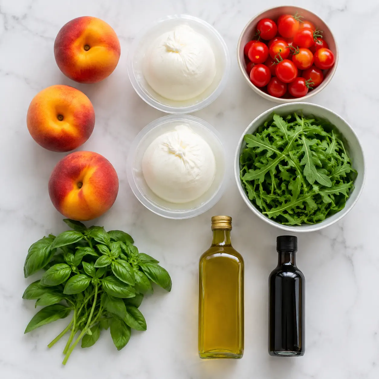 peach burrata salad - main ingredients