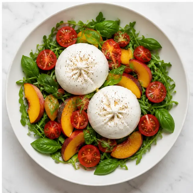 Step 4: Assembling the salad with burrata on top