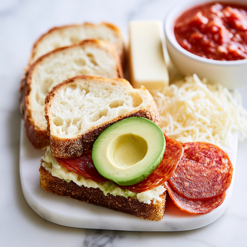 pizza grilled cheese - main ingredients