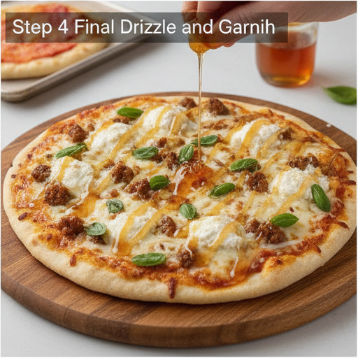 sausage ricotta honey hot pizza - step 4