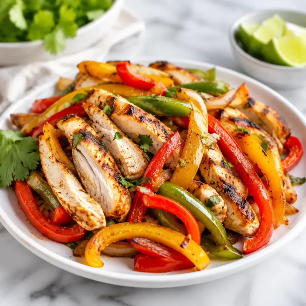 sheet pan chicken fajitas 267416739