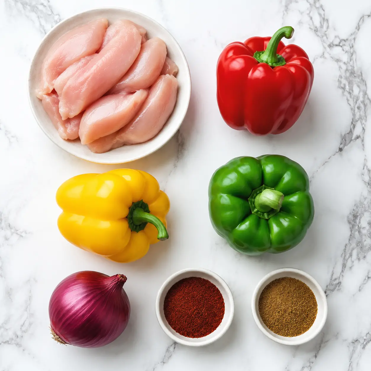 sheet pan chicken fajitas - main ingredients