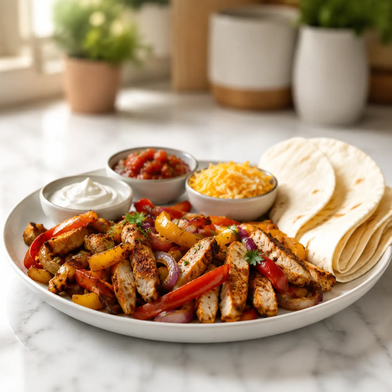 sheet pan chicken fajitas - final presentation
