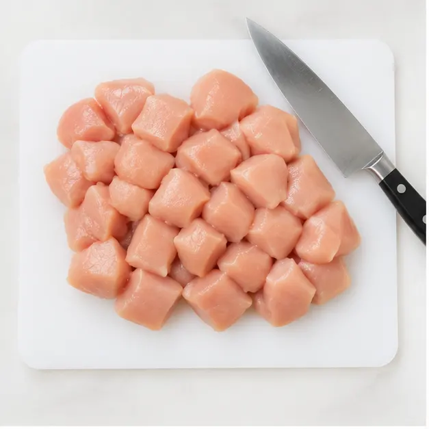 Step 1: Cubing the chicken fillets