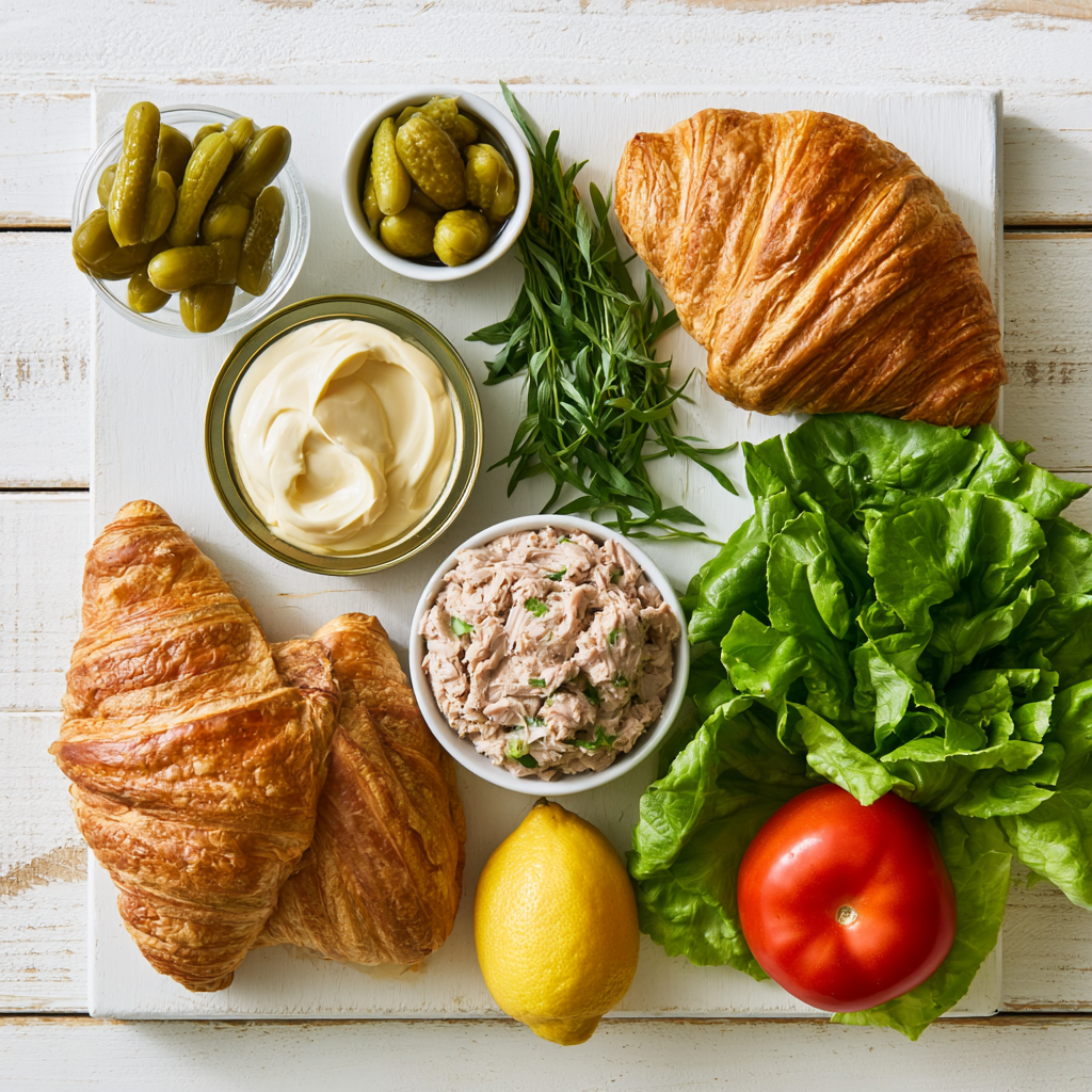 tuna salad croissant sandwich - main ingredients