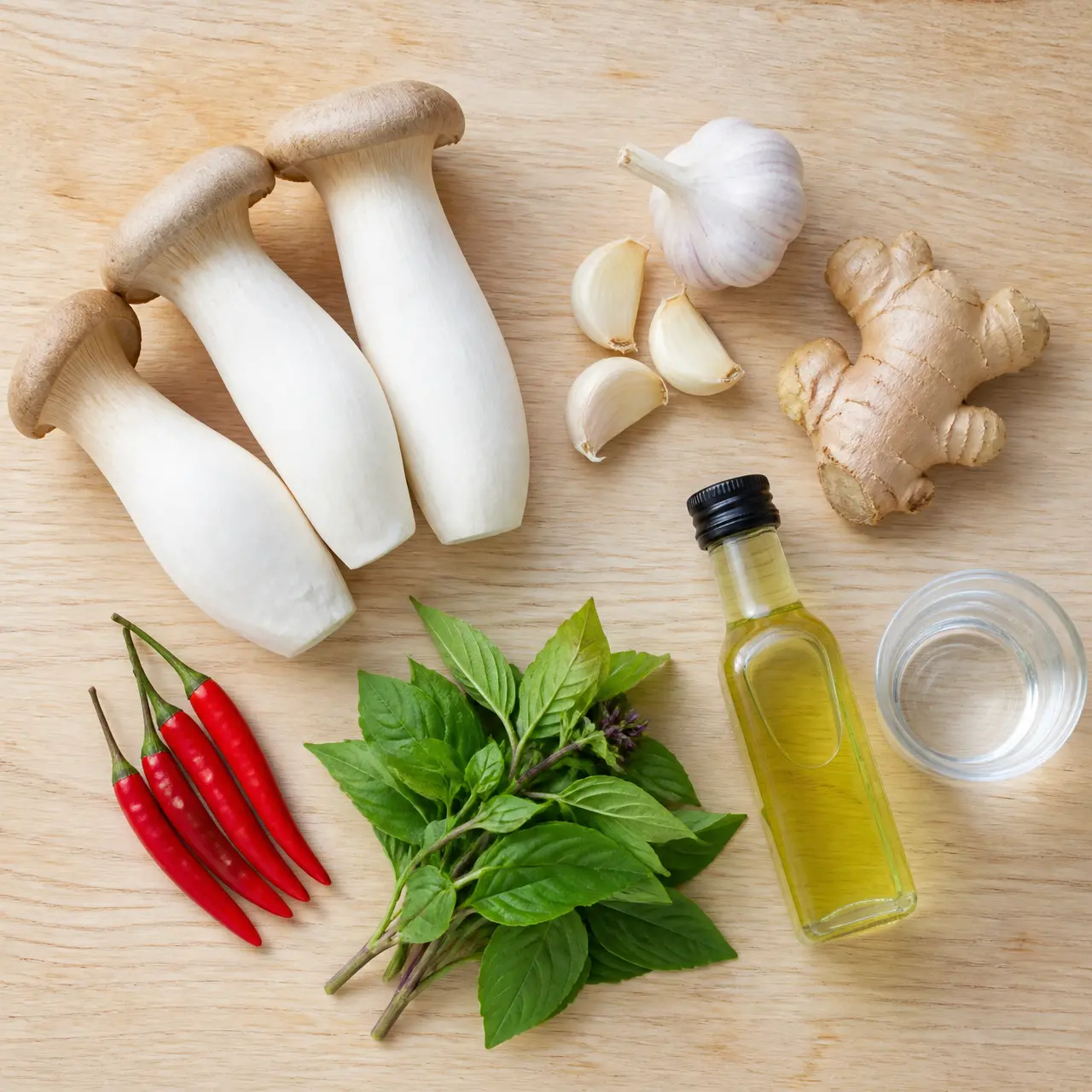 asian sauteed oyster mushrooms - main ingredients