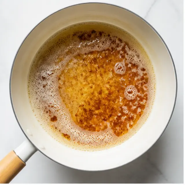 Step 1: Browning the butter in a light-colored saucepan until amber and nutty