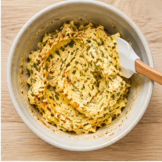 Step 2: Blend the softened butter with chives and paprika