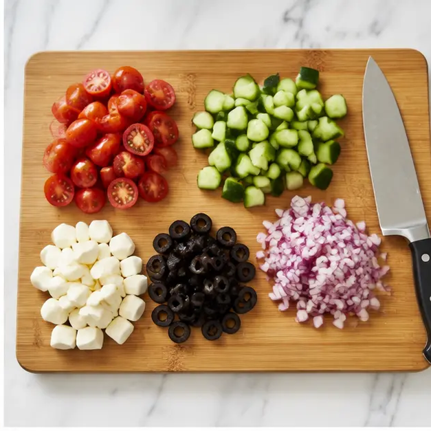 Step 2: Prep and chop all the fresh vegetables and cheese