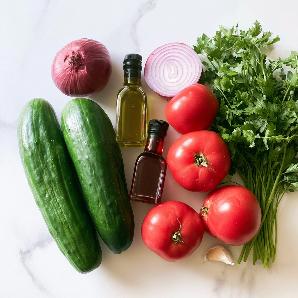 cucumber tomato salad - main ingredients