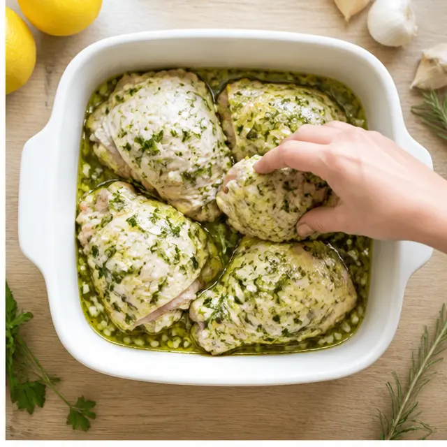 Step 2: Coat the chicken pieces in the herb mixture