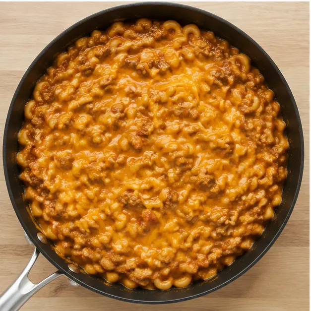 Step 3: Folding half the shredded cheddar cheese into the saucy mixture until creamy