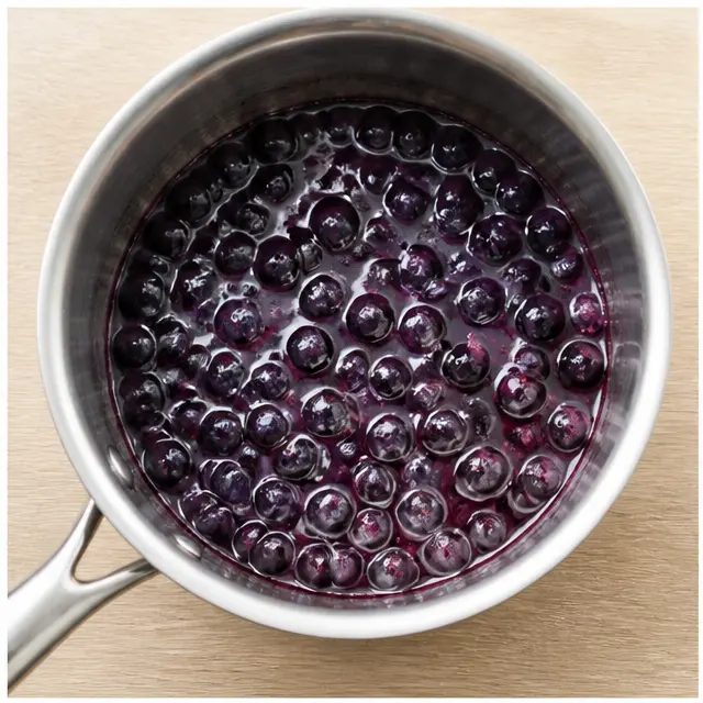 Step 1: Simmer fresh blueberries into a glossy compote