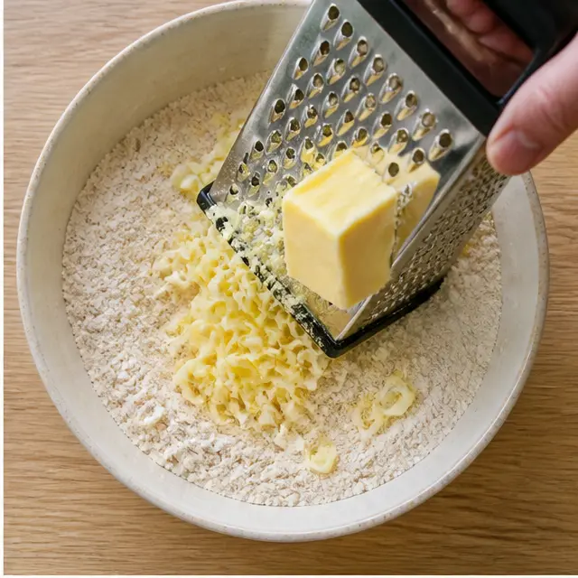 Step 2: Grate frozen butter into flour