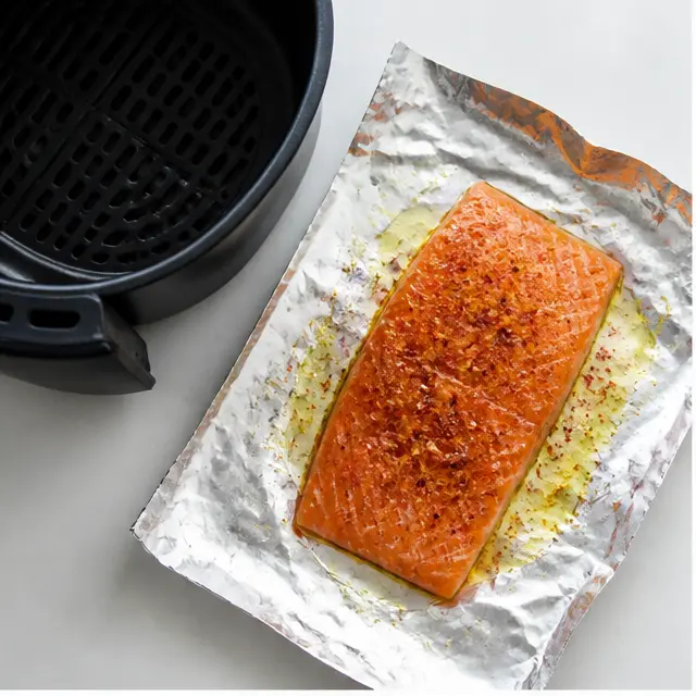 Step 1: Seasoning the salmon fillet before air frying