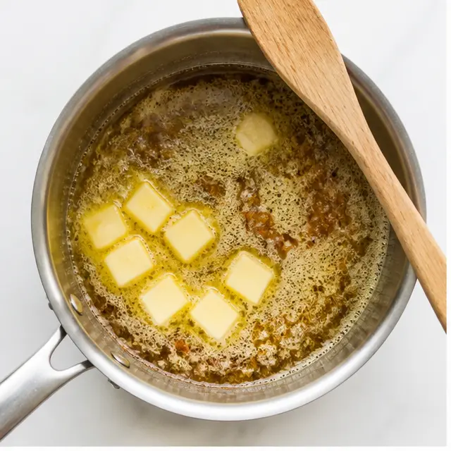 Step 1: Brown the butter until milk solids turn golden and smell nutty