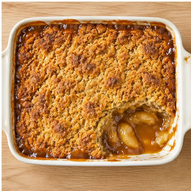 Step 4: Bake until the topping is deep golden brown and the caramel apple filling bubbles around the edges.