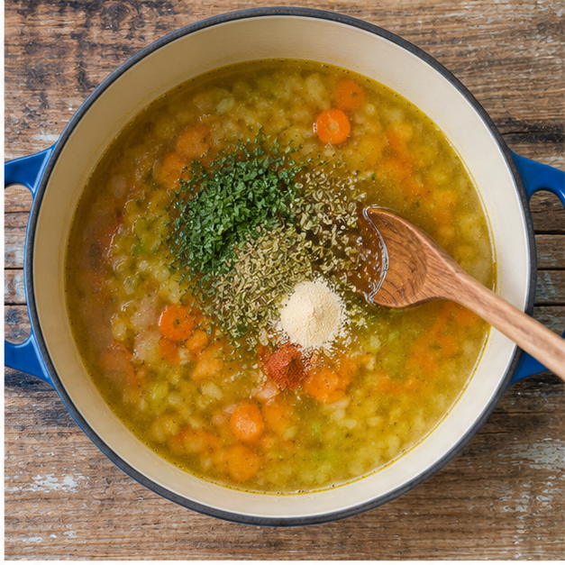 onion, carrots, and celery sauteing in olive oil in a Dutch oven